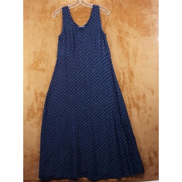 RABBIT RABBIT RABBIT Maxi Dress Womens Medium Blue Diamond Tank Sleeveless - Picture 1 of 7